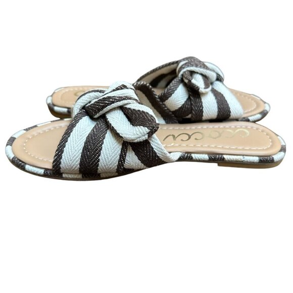 Ccocci Rachael Knotted Striped Slip-On Sandals Brown & White Women's Size 6.5 - Picture 6 of 8